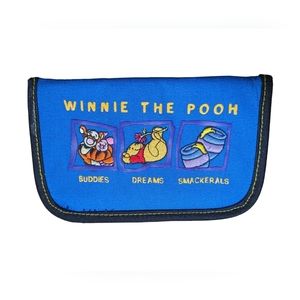Vintage Winnie The Pooh Embroidered Tigger, Pooh, and Honey Pot Zip Wallet Blue